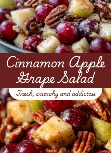 A vibrant cinnamon apple grape salad with fresh fruits and a sprinkle of cinnamon.