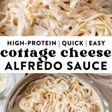 Creamy Cottage Cheese Alfredo sauce served over pasta