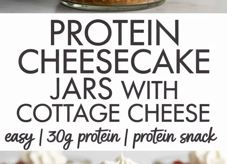 Easy protein cheesecake jars topped with fresh fruit