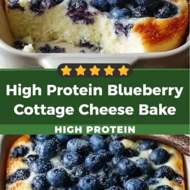 Protein-Powered Blueberry Cottage Cheese Bake in a dish