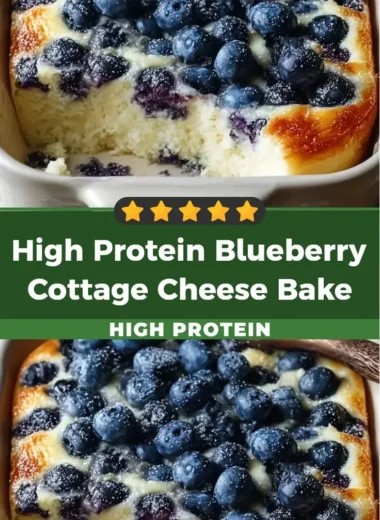 Protein-Powered Blueberry Cottage Cheese Bake in a dish