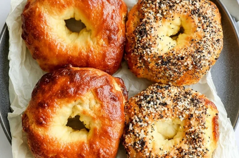 Delicious air fryer protein bagels ready to serve, high in protein and easy to make.