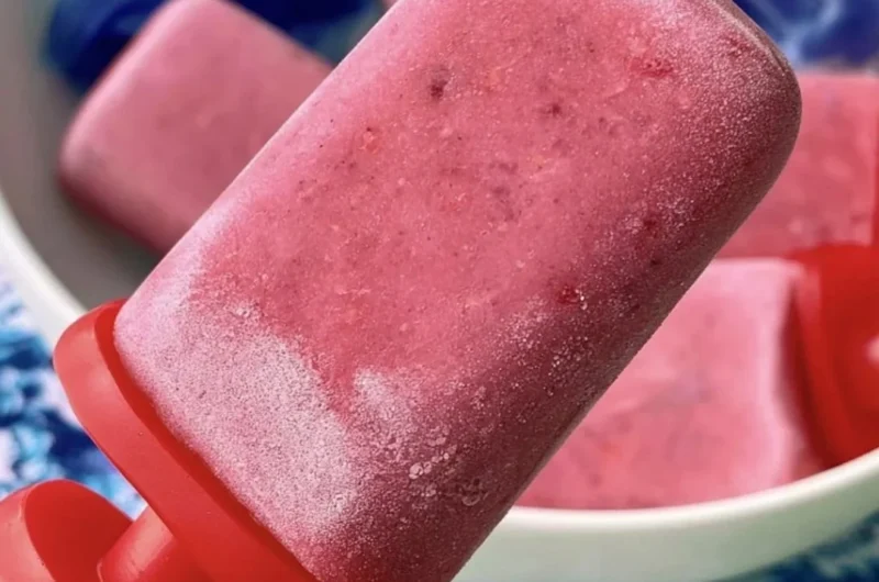 Homemade Berry Coconut Popsicles with fresh berries and coconut milk