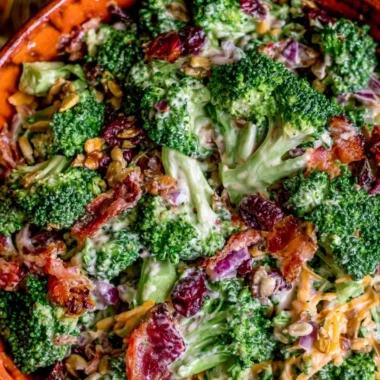 Delicious and healthy best broccoli salad served in a bowl
