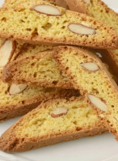 A plate of crunchy Cantucci Cookies, perfect for enjoying with coffee.