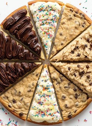 Delicious cookie cake served at a festive gathering for a crowd