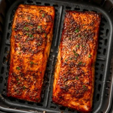 Deliciously cooked air fryer salmon fillet with herbs and spices