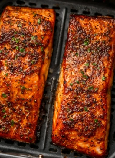 Deliciously cooked air fryer salmon fillet with herbs and spices