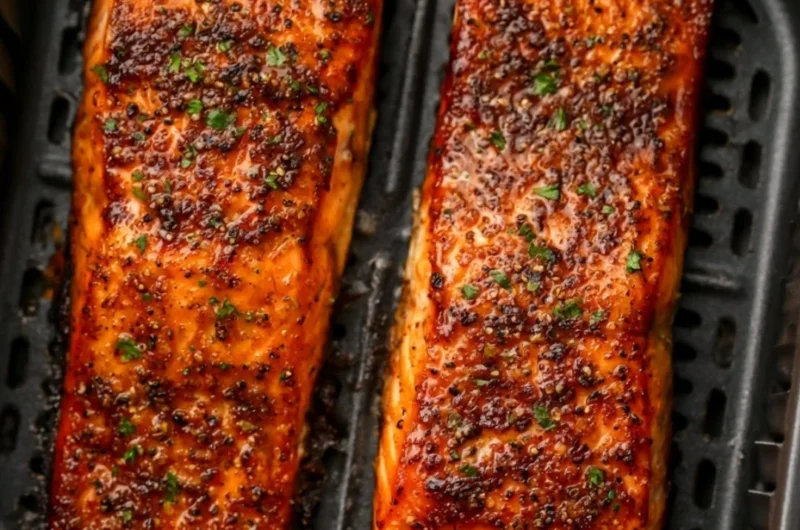 Deliciously cooked air fryer salmon fillet with herbs and spices