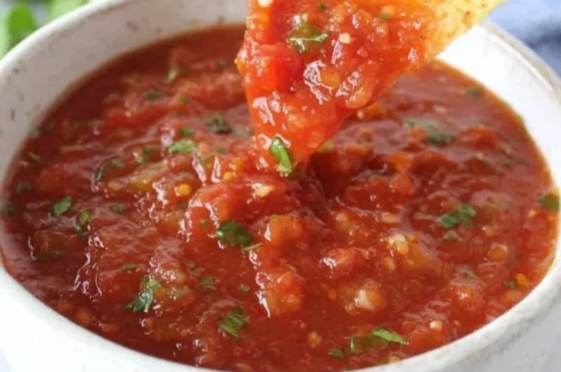 Bowl of easy and healthy salsa made with fresh ingredients