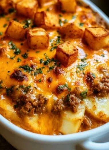 Delicious Hobo Casserole served in a bowl with vegetables and meat.