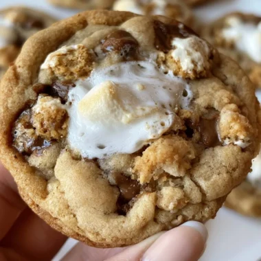 Delicious S'MORES Cookies with chocolate, marshmallow, and graham crackers