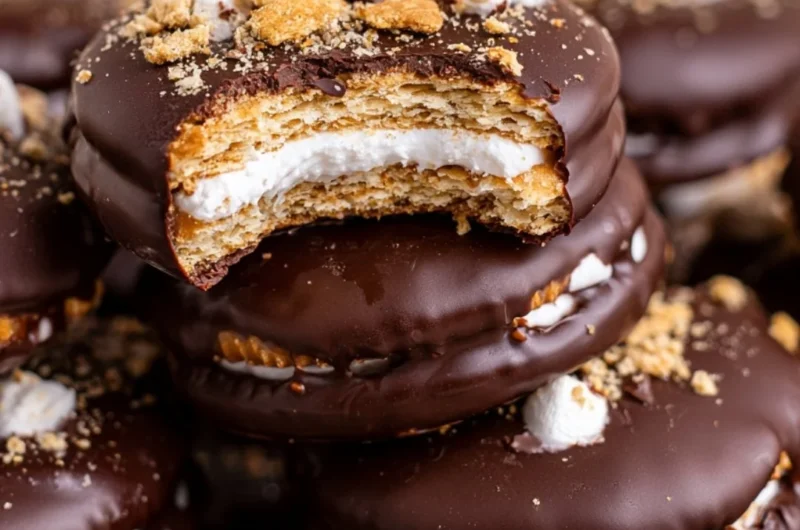 Delicious S'mores Cracker Cookies with graham crackers, chocolate, and marshmallows.