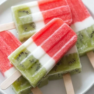 Homemade watermelon popsicles on a sunny outdoor table.