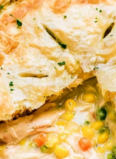 Deliciously cozy chicken pot pie with flaky crust and savory filling