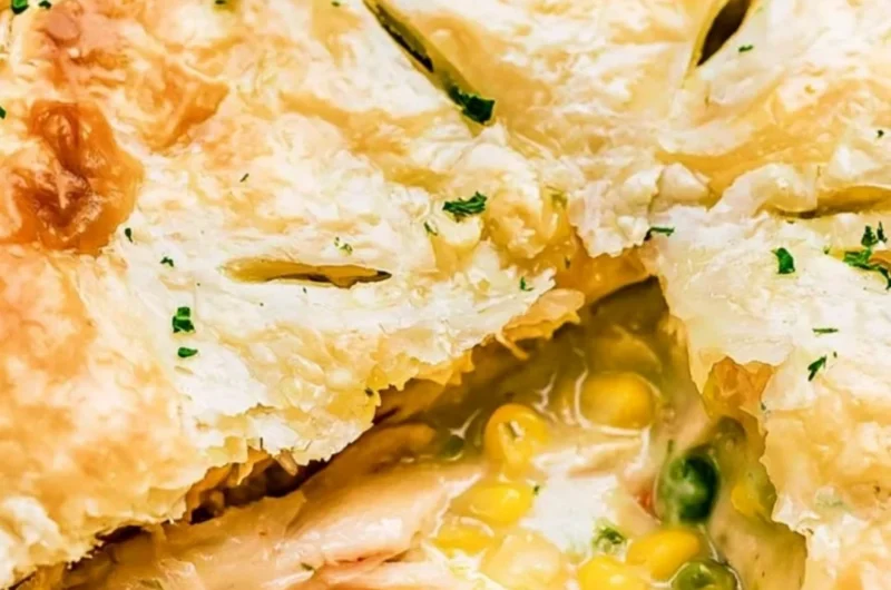 Deliciously cozy chicken pot pie with flaky crust and savory filling