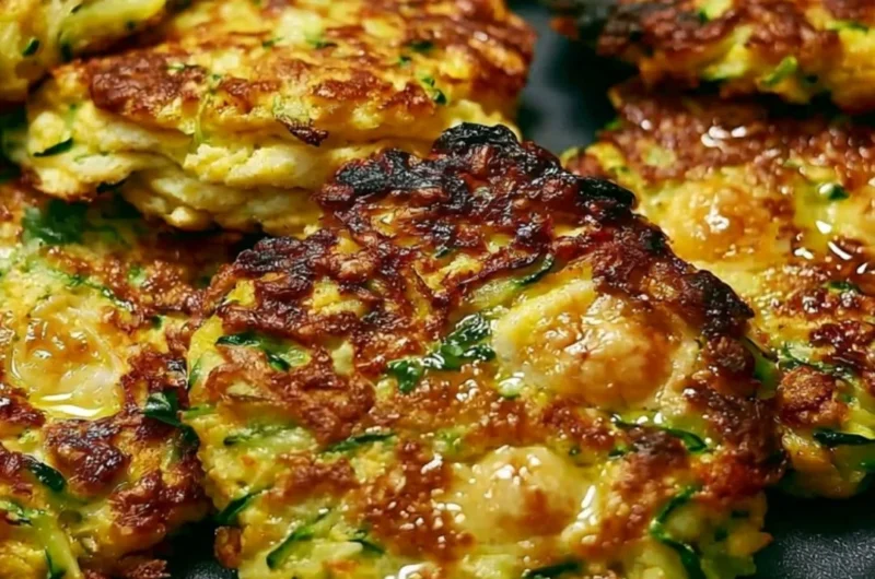 Cozy zucchini fritters served on a plate with a dipping sauce