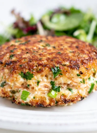 Delicious low carb salmon patties served with fresh herbs and lemon wedges