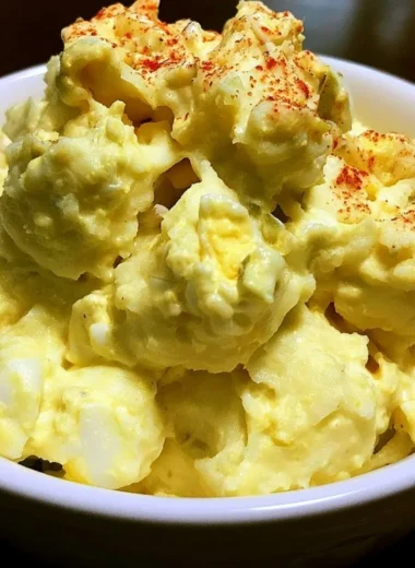 Bowl of old fashioned potato salad with fresh herbs and vegetables