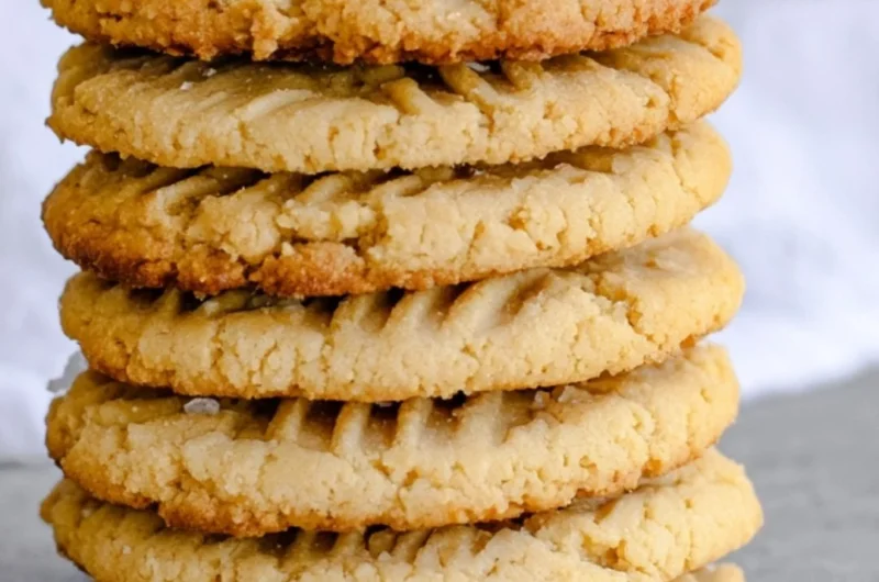 Soft and chewy peanut butter cookies on a plate, fresh from the oven.