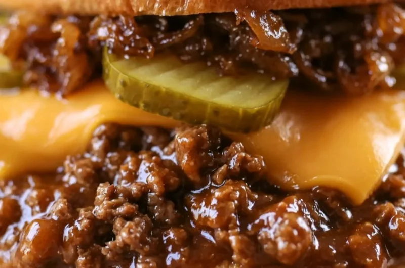Delicious Steakhouse Burger Sloppy Joes served with fresh toppings