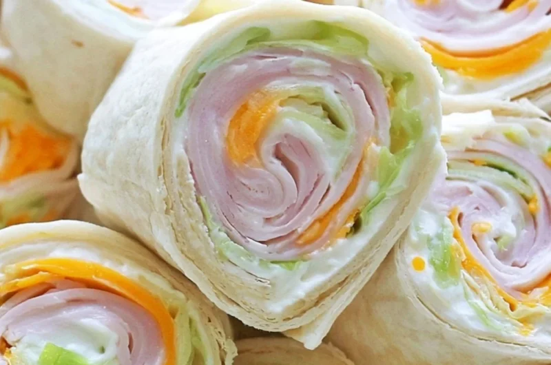 Turkey Cheddar Lunch Roll Ups ready to enjoy for lunch.